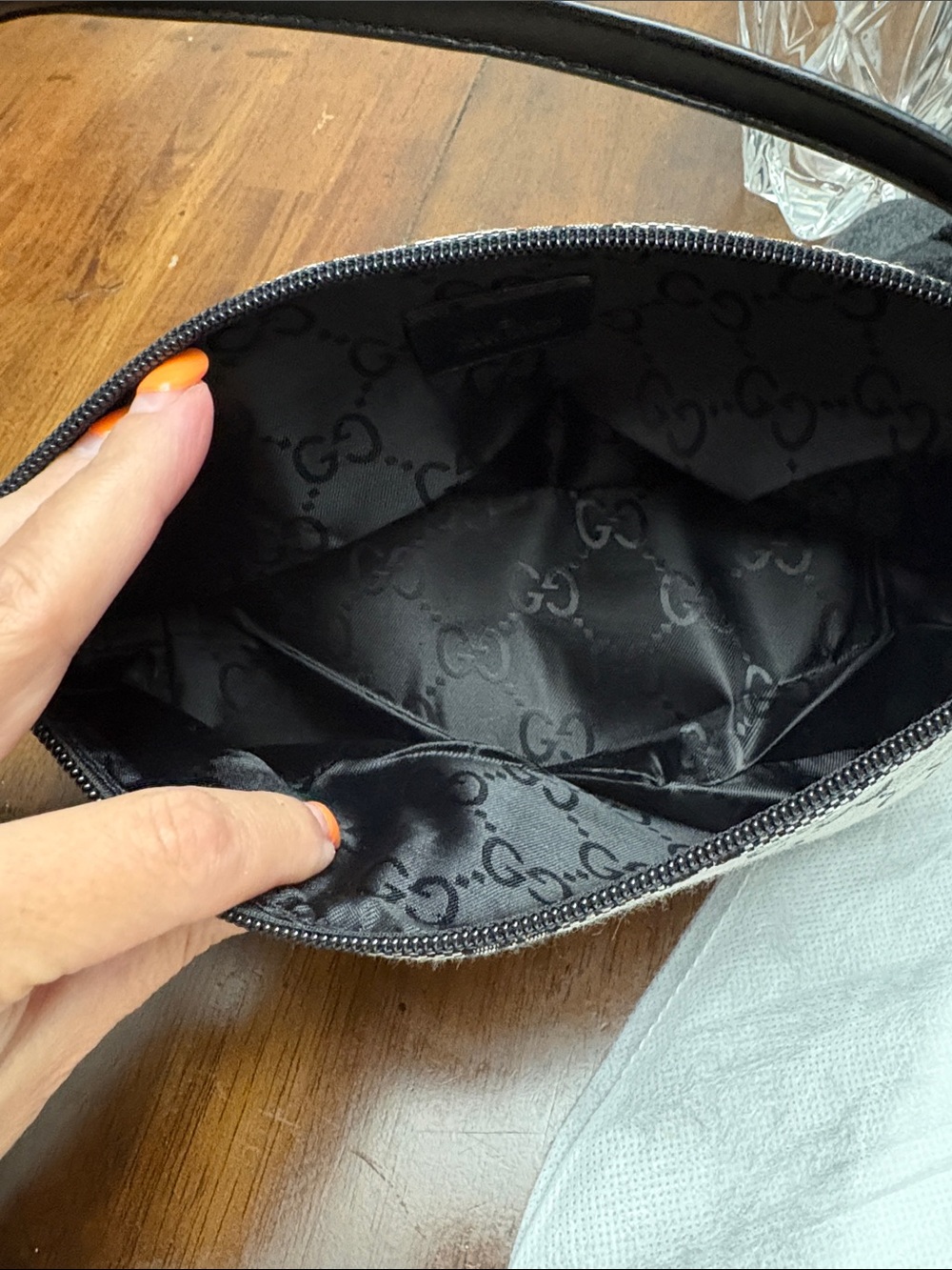 GG Gray and Black Canvas Wristlet with dust bag. New with tags. - Picture 10 of 11